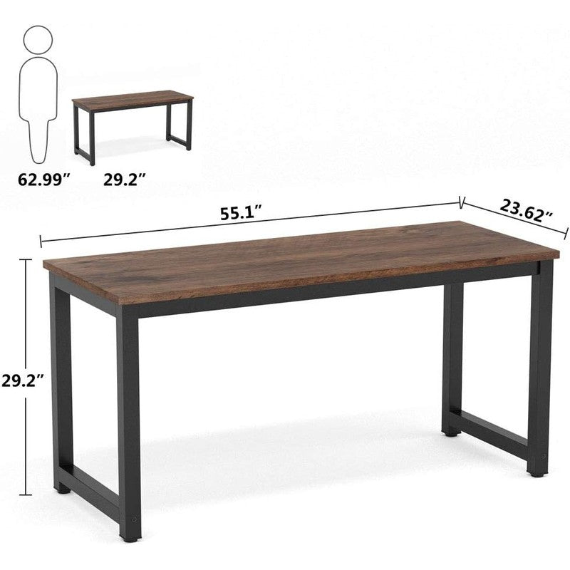 Computer Desk, 55 inch Large Office Desk Computer  Rustic Brown - fabric and fit
